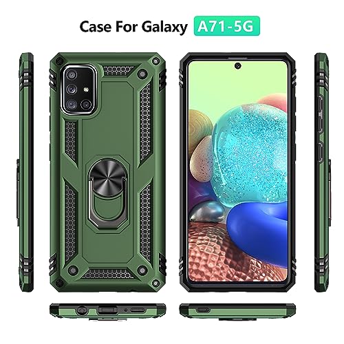 Samsung A71 5G Case, A71 5G Phone Case with Screen Protector, Military Grade Protective Cases with Ring for Samsung Galaxy A71 5G (Military Green) - color: Military Green galaxy a71 5g phone case