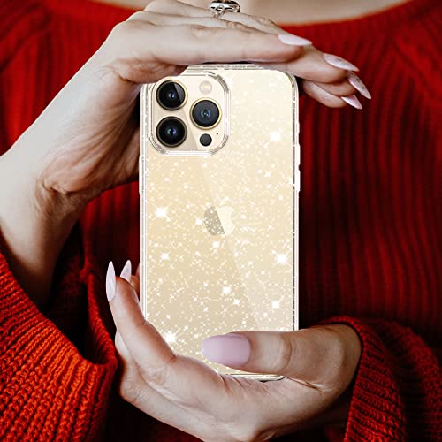 JJGoo Compatible with iPhone 13 Pro Max Case, Clear Glitter Sparkle Bling Slim Bumper Cover Soft Shockproof Phone Cases for iPhone 13 Pro Max (6.7 inch) - color: Clear Glitter