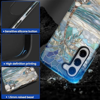 Case for Samsung Galaxy S23 FE,Anti-Scratch Full-Body Cover Shockproof Slim Design Case,PC Hard Shell & Silicone Inner Bumper -Beach Palm Tree - color: Beach Palm Tree, size: Galaxy S23 FE