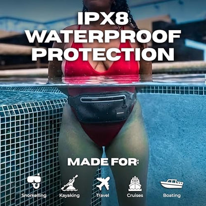 Drench 100% Underwater Waterproof Fanny Pack | Submersible Waterproof Phone Pouch & Waist Pack Dry Bag for Swimming, Boating, SUP & Snorkelling | Floating Belt Bag Underwater Phone Case | iPhone - color: Black