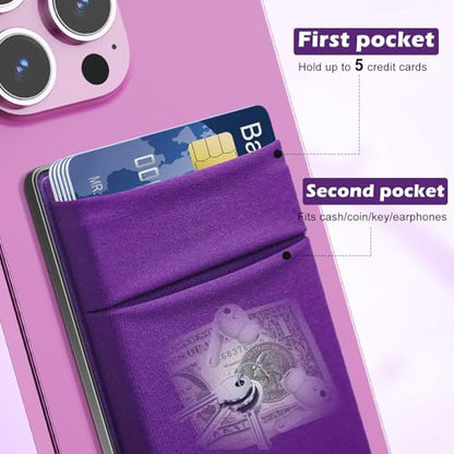 CloudValley Magnetic Wallet Compatible with MagSafe for iPhone 17/16/15/14/13/12 Series, 5 Card Stick on Back of Phone Credit Cards& ID Card Cell Phone Card Holder for Phone Case with Mag-Safe, Purple - color: DarkPurple