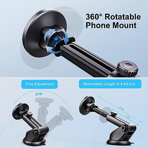 PTz Words for MagSafe Windshield Mount - Magnetic Phone Holder for Car, Suction Cup, High Heat Resistant, Super Strong Magnets, Compatible with iPhone, Galaxy & Other Smartphones - color: Dashboard Windshield