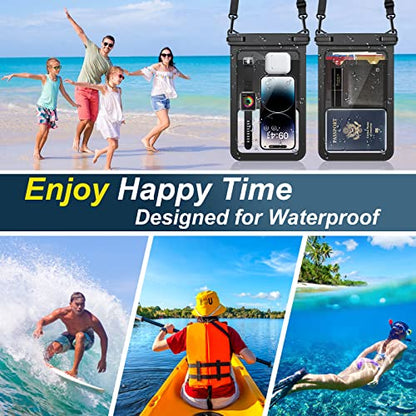 HAISSKY Large Waterproof Phone Pouch Cellphone Dry Bag [2-Pack],Universal IPX8 Waterproof Phone Case Compatible with iPhone 16 15 14 Pro Max 13 12 11 XS XR 8 7,Galaxy S22/S21 Dry Bag - size: 8.5 inch, 2 Pack