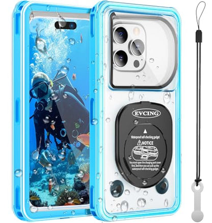 Waterproof Phone Case, Underwater Phone Cases for Snorkeling, IPX8 Diving Case, 360 Full Body Protection for iPhone 16 Pro Max/15/14/Galaxy S24, Up to 6.9 Inch, Beach Cruise Essentials (Blue) - color: Blue
