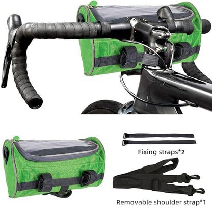 Bike Handlebar Bag with Touchscreen, Waterproof Bicycle Front Bag for Phone Storage, Compact Handlebar Pouch for Road, Mountain & Electric Bikes