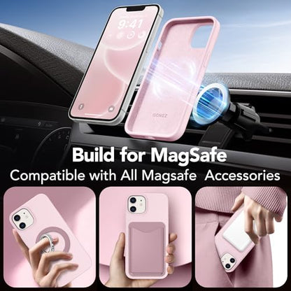 GONEZ Magnetic for iPhone 12/12 Pro Case, Silicone Cover Chalk Pink - color: A-Chalk Pink, size: Iphone 12 /Iphone 12 Pro
