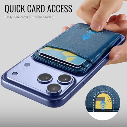 for Magsafe Wallet Magnetic Card Holder RFID Blocking, Blue - color: Blue