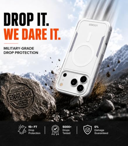 LOOXER® Heavy Duty Rugged Magnetic Case for iPhone 17 Pro (6.3”) | Military Grade Shockproof Protection,MagSafe Compatible+ Tempered Glass Included (White, 17 Pro) - color: White, size: 17 Pro