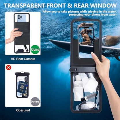 Niveaya [Up to 10.5"]Waterproof Phone Pouch - 2 Pack, Waterproof Phone Lanyard Case with iPhone 17/16/15/14/13 Pro Max up to 9.5", Phone Dry Bags for Vacation Beach Pool Kayak Cruise Travel Essentials - color: Black+ Black, size: Large 10.5"
