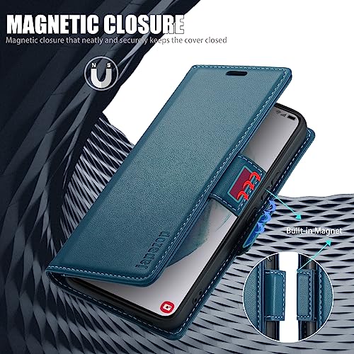 japezop Leather Flip Case for Samsung Galaxy S21 5G 6.2 Inch, Wallet Case with Card Holder RFID Blocking Kickstand, Fashion Blue - color: Fashion Blue, size: S21 5G 6.2"