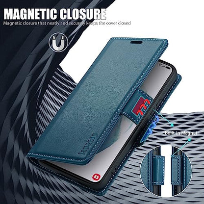 Samsung Galaxy S21+ Plus 5G Case,Samsung Galaxy S21 Plus 5G Wallet Case with Card Holder RFID Blocking Kickstand Magnetic,Leather Flip Case for Samsung Galaxy S21+ Plus 5G 6.7 Inch (Fashion Blue) - color: Fashion Blue, size: S21+ Plus 6.7"