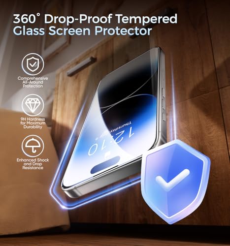 MAGIC JOHN 2 Pack for iPhone 14 Pro Screen Protector, with Shatterproof Tempered Film, Auto Dust-Elimination, Bubble Free & HD Clear, Easy Installation for iPhone 14 Pro/6.1 Inch - size: iPhone 14 Pro-6.1''