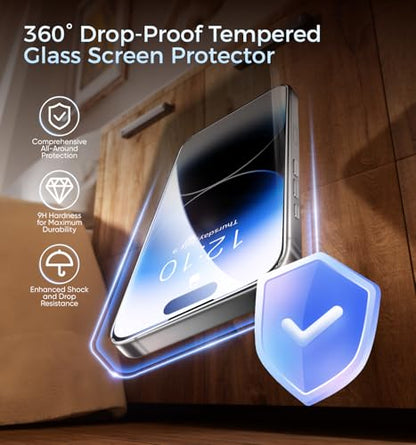 MAGIC JOHN 2 Pack for iPhone 14 Pro Screen Protector, with Shatterproof Tempered Film, Auto Dust-Elimination, Bubble Free & HD Clear, Easy Installation for iPhone 14 Pro/6.1 Inch - size: iPhone 14 Pro-6.1''