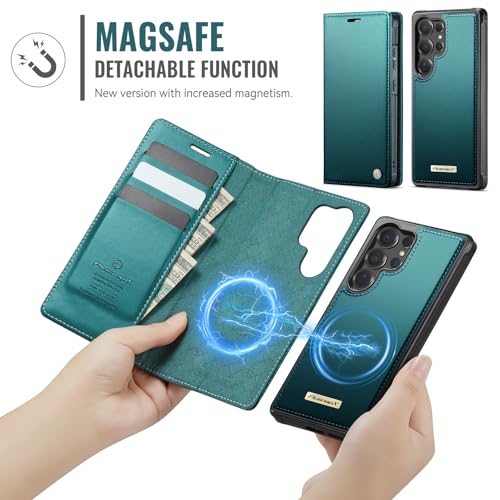 for Samsung Galaxy S26 Ultra 2in1 Detachable Wallet Case Bluegreen | Compatible with Magsafe, Magnetic, RFID Blocking Card Holder, Shockproof, Kickstand, Wireless Charging, PU Leather Flip Cover - color: (Detachable 2 in 1)-Blue Green, size: Galaxy S26 Ul