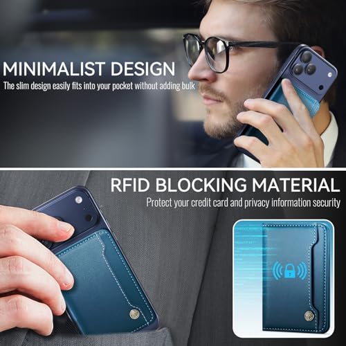 Vinich for MagSafe Wallet Magnetic RFID Blocking Card Holder, Blue - color: Blue