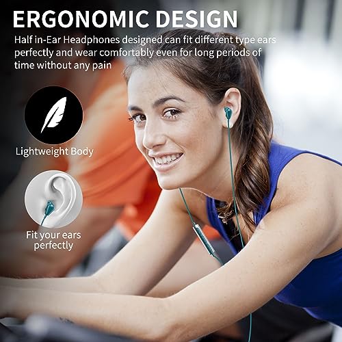 Jelanry 3.5mm Earbuds with Microphone Wired Headphones for Laptop PC, Blue - color: Blue