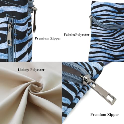 Small Crossbody Women Cell Phone Purse Wallet Bag With Shoulder Strap - color: Bluezebrastripes/Polyester