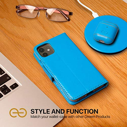 Dreem Fibonacci 2-in-1 Wallet Case for Apple iPhone 8 Plus & 7 Plus - Luxury Vegan Leather, Magnetic Detachable Shockproof Phone Case, RFID Card Protection, 2-Way Flip Stand - Sky - color: Sky, size: iPhone 8 Plus & 7 Plus