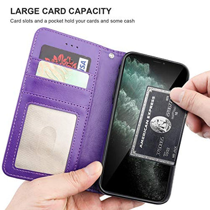 Bocasal Detachable Wallet Case Card Holder for iPhone 11 Pro Max Purple - color: Purple