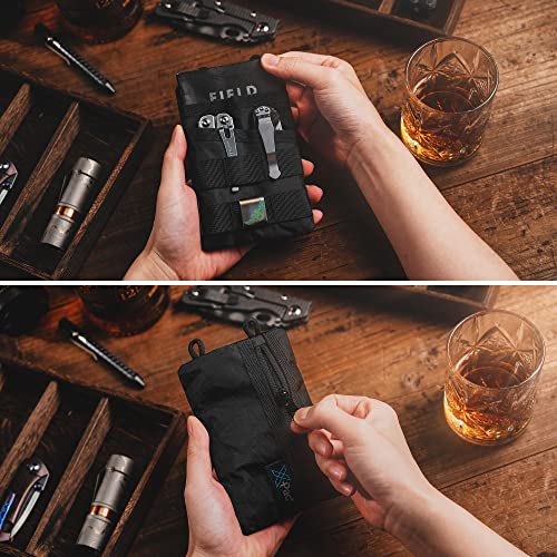 VIPERADE VE3 Tool Organizer, Nylon Tool Belt Loop with 4 Pockets EDC Pouch for Flashlight/Pocket Knife, Tactical Pen, Notebook (X-PAC-BK) - color: X-PAC-BK