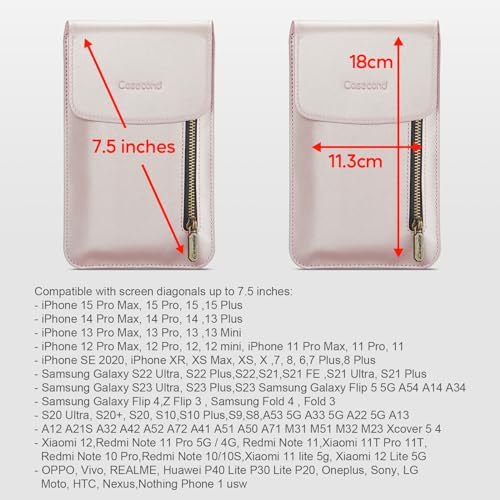 Small Crossbody Bag Cell Phone Purse for Women Men Leather Mini Shoulder Bag Wallet Case with Card Holder Slot Lanyard for All Phones iPhone 16 15 11 Samsung Google Moto up to 7.5" Rose Gold - color: Rose Gold 1