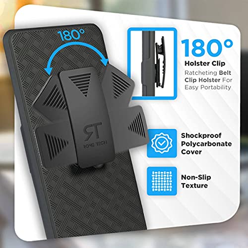 Designed for Samsung Galaxy A71 5G Case with Belt Clip Holster | Rugged Holster & Protective Phone Case Combo with Anti-Slip Texture - Black