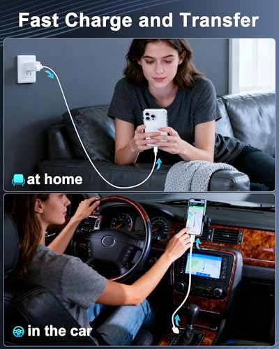 3ft USB to Lightning Cable [Apple MFi Certified], 2 Pack iPhone Charging Cord 3 Feet White, 3 Foot CarPlay USB A to Lightning Cable for iPhone 14 13 12 11 Pro Max SE, iPad