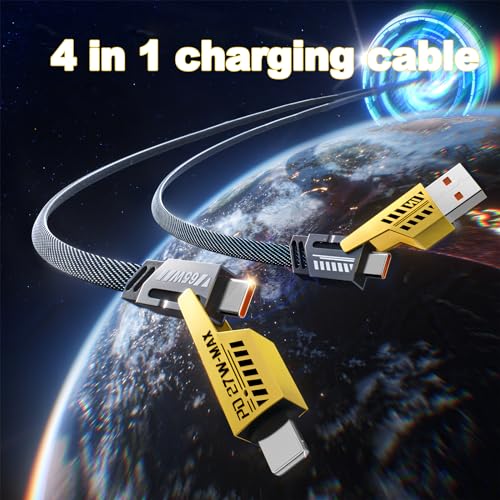 2Pcs 4 in 1 Charging Cable, USB C to L Cable, 6.6FT, USB A/C to C/L