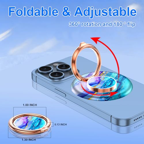 Magnetic Phone Ring Holder for MagSafe Grip,[Super Magnet],Stylish 360° Rotation Cell Phone Grip Stand Finger Ring Kickstand for iPhone 17 16 15 14 Pro Max,iPad and Smartphones,Blue - color: Blue