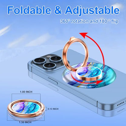 Magnetic Phone Ring Holder for MagSafe Grip,[Super Magnet],Stylish 360° Rotation Cell Phone Grip Stand Finger Ring Kickstand for iPhone 17 16 15 14 Pro Max,iPad and Smartphones,Blue - color: Blue