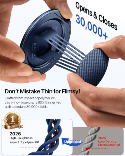 andobil [2026 Ultra-Thin] Magnetic Phone Ring Grip Stand for MagSafe, Blue - color: Navy Blue Carbon Fiber