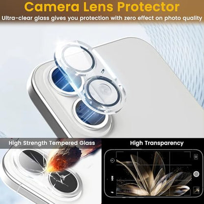 Romkasi 3 Pack Privacy Screen Protector for iPhone 17 6.3 Inch with 3 Pack Camera Lens Protector, Anti Spy Tempered Glass Film, Anti-Scratch, Touch Sensitive, Case Friendly - color: iPhone 17