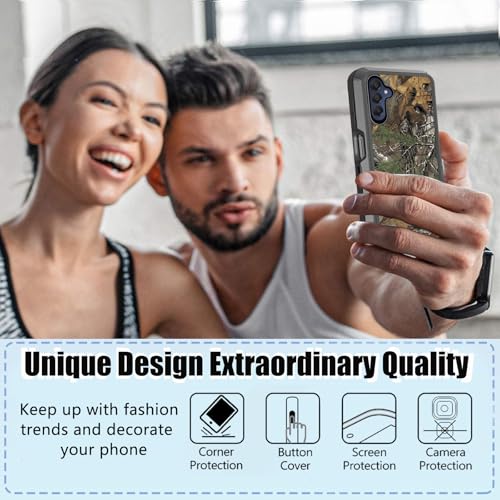 Compatible for Samsung Galaxy A15 5G Case with Screen Protector for Men Boy Camo Design [Military Grade Protection] Heavy Duty Shockproof Case 6.5inch, Camouflage - color: Camouflage