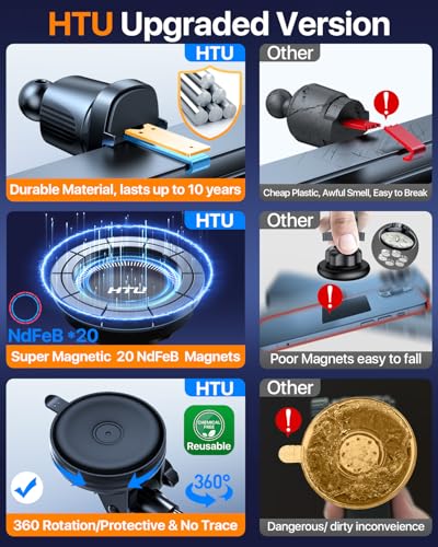 HTU【Military-Grade 85LBS Strongest Suction Upgraded for Magsafe Car Mount - color: Dark Grey