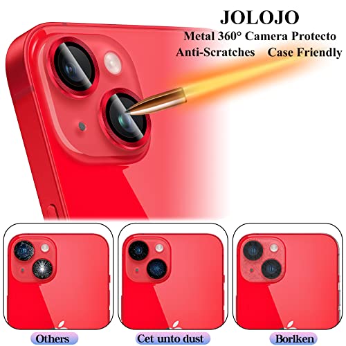 Premium Alloy Metal Camera Lens Protector Compatible for iPhone 14 / Plus Accessories Camera Ring Cover Screen Protector,Scratch/Shatter/Water/Fog-Proof [Ultra Clear/Thin] - Red