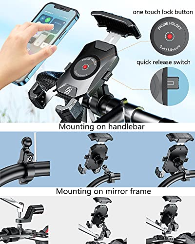 BRCOVAN Bike Motorcycle Phone Mount Holder, 1s Locking - size: 4'' - 7''
