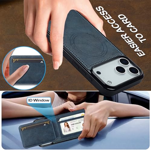 L3 2 in 1 Detachable Leather Wallet and Phone Cases Compatible with iPhone 17 Pro Max Case with Card Holder RFID Blocking, Compatible with Magsafe Charging 6.9 Kickstand (Blue, IP 17 Pro Max) - color: Blue, size: 6.9