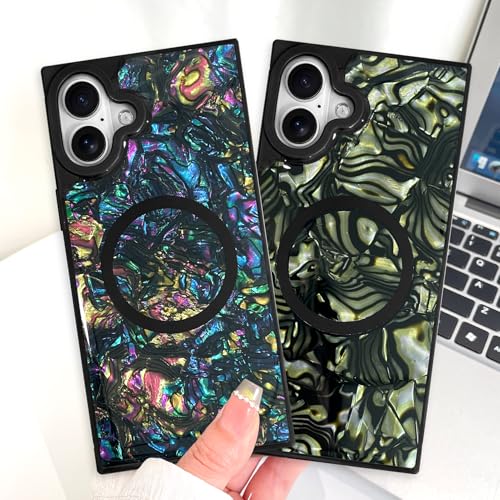 AIGOMARA Magnetic Rectangle for iPhone 16 Plus Case, Abalone Shell - color: Abalone, size: iPhone 16 Plus