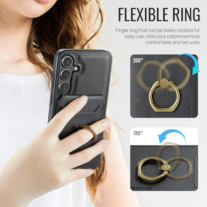 for Samsung Galaxy S26 Plus 2 in 1 Detachable Card Bag Wallet Case Durable Leather Wallets Magnetic Card Holder 4 Card Slots Ring Stand RFID Blocking Black - color: Black, size: Samsung Galaxy S26 Plus