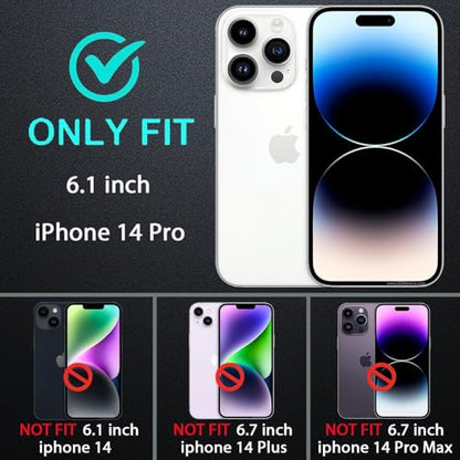 YKHJKLEC for iPhone 14 Pro Case, Compatible with Magsafe, Military Grade 3 in 1 Heavy Duty Shockproof/Drop Proof/Dust Proof Case with 2Pcs Tempered Glass Screen Protector (New-Blue/Turquoise) - color: New-Blue/Turquoise