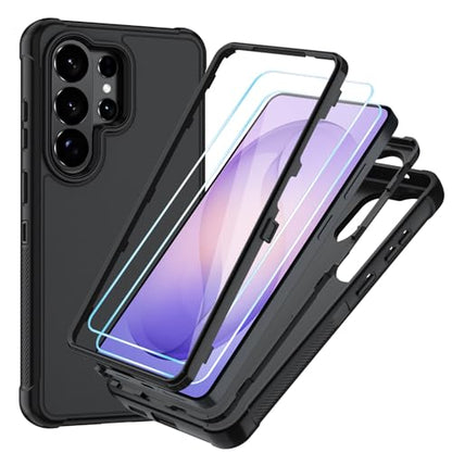 for Samsung Galaxy S26 Ultra Case with HD Screen Protector, 3-Layer Shockproof Military Grade Full Body Protection, Heavy Duty Hybrid Protective Phone Cover (Black/Black) - color: Black/Black