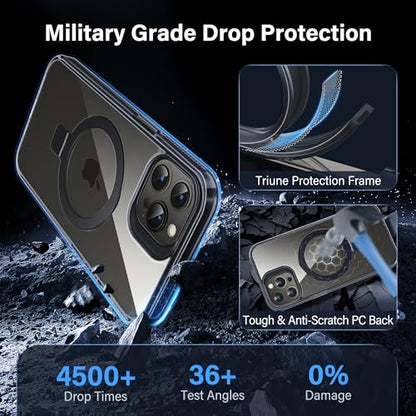 Magnetic Case for iPhone 13 Pro Max - [Built-in Invisible Stand] [Compatible with MagSafe] [Military Grade Drop Protection] Anti-Yellowing Hard Back Silicone Edge Cover, 6.7", Clear Black - color: Clear Black, size: iPhone 13 Pro Max 6.7''