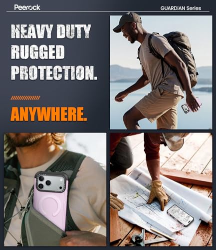 Heavy Duty for iPhone 17 Pro Max Case, [20FT Military Grade Drop Protection] Dual-Layer Shockproof Protective Phone Case, Fit for Magsafe, Rugged Tough Durable Cover, Guardian Series - Pink - color: Pink