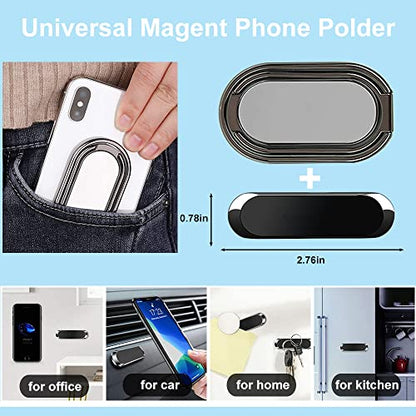 Phone Ring Holder Finger Kickstand, Foldable 360° Rotation Cellphone Grip for Desk, Office Desktop, Cell Phone Stand Compatible with iPhone iPad Smartphones Tablets (with Magnetic Car Mount) - color: Dark Grey