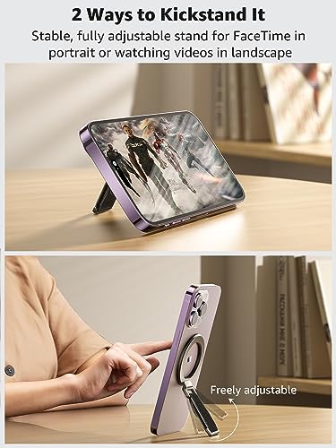 SUPERONE for MagSafe Phone Grip with Soft Finger Strap & Magnetic Kickstand - color: Black