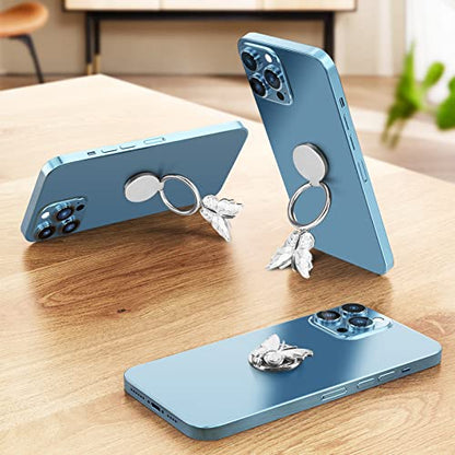 Phone Ring Holder Finger Kickstand, Bling Metal Cute Butterfly Cell Phone Ring Stand Grip Turns 360° Rotation Adjustable Sparkle Phone Grip Compatible with iPhone, Samsung, All Smartphone - color: White