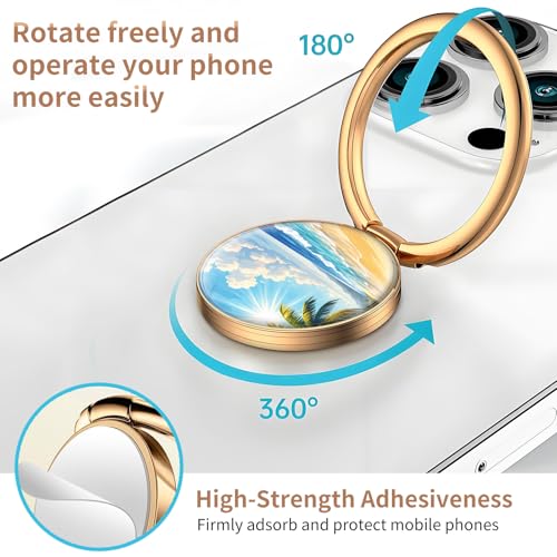 Cell Phone Ring Holder, Cute Metal Phone Grip Stand Finger Ring Kickstand, Flexible 360°Rotation Phone Tablet Case Accessories Compatible with Most Phones Tropical Beach Scene - color: Tropical Beach Scene