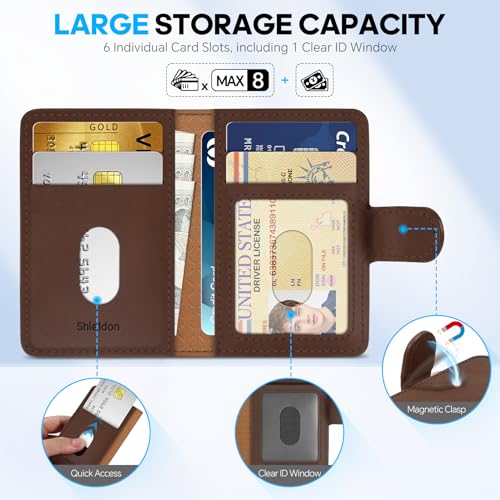 SHIELDON Genuine Leather for Magsafe Wallet, Crazy Horse Dark Brown - color: Crazy Horse - Dark Brown