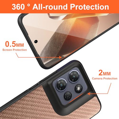 Case for Motorola Moto G Power 2025 Carbon Fibre Texture Shockproof Slim Case Non-Slip Full Body Protective Phone Case (Coffee, for Moto G Power 2025) - color: Coffee Power 2025