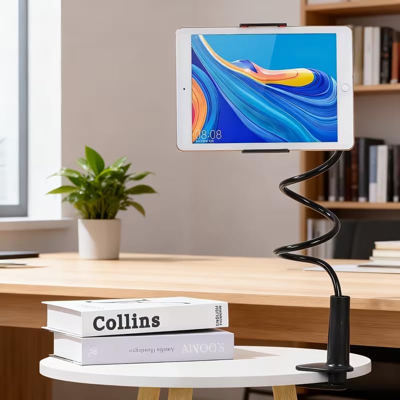 360° Rotating Tablet Phone Holder Spiral Base Lazy Mobile Phone Tablet Bedside Stand Bed Lazy Stand,2.6Ft（Black）